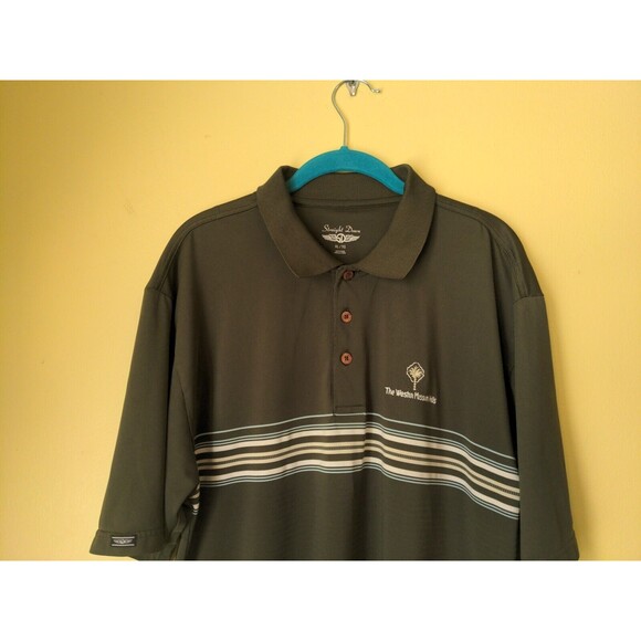 Straight Down Men's Performance Golf Polo Shirt Green Ribbed XL Mission Hills - Picture 2 of 11